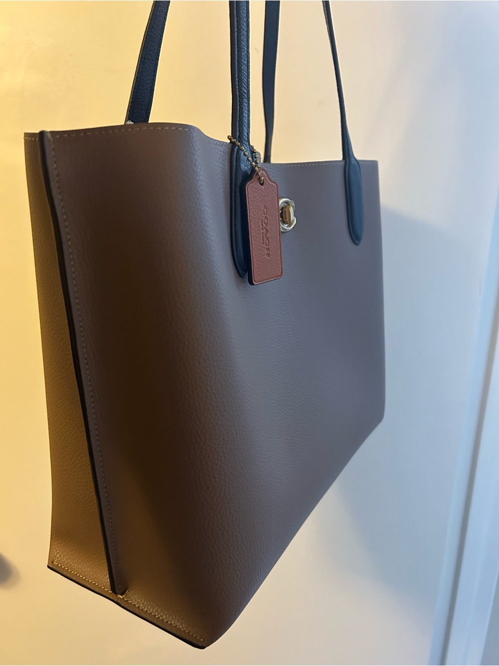 Coach Brown Leather Tote with Black Handles - Picture 2 of 16